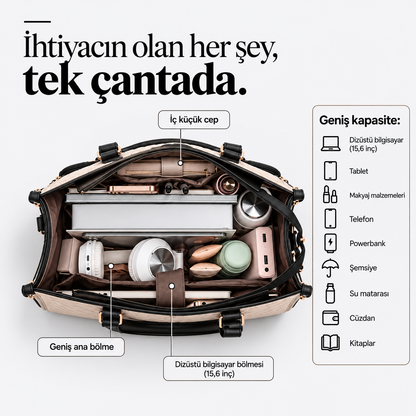 Modivra® 3’ü 1 Arada Deri Tote Çanta