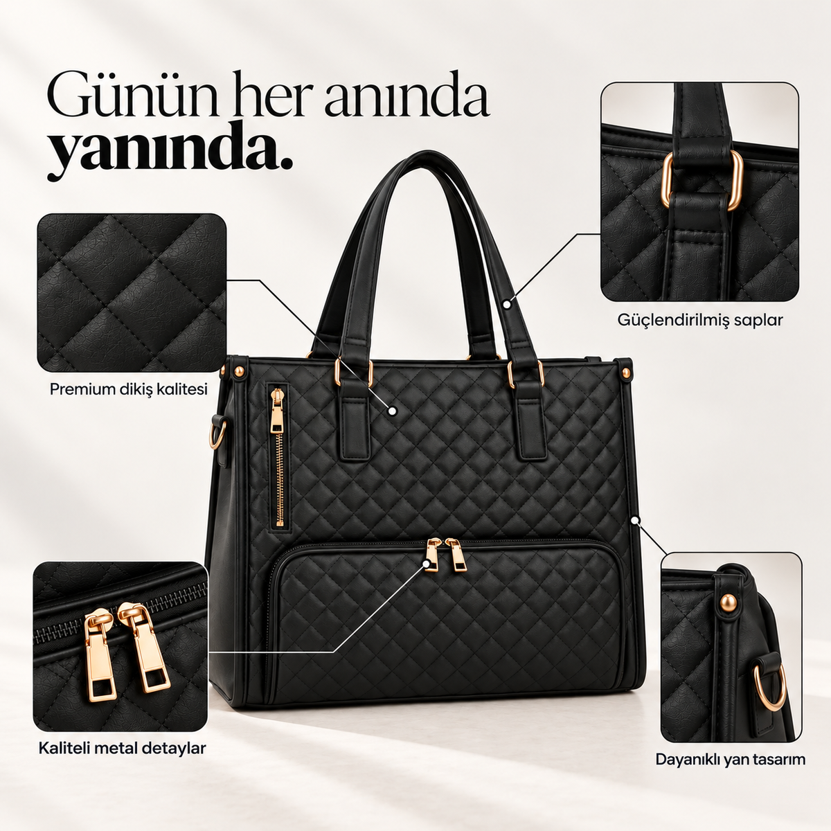 Modivra® 3’ü 1 Arada Deri Tote Çanta
